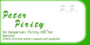 peter pirity business card